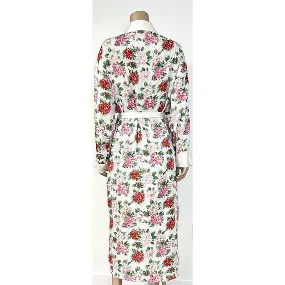 Victoria’s Secret Size M/L Gold Label White Floral Long Sleeves Robe Vintage - Picture 4 of 5